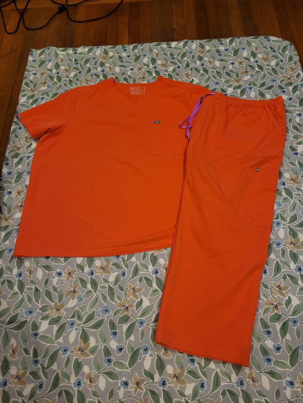 Womens Size 6XL Short Petite Figs Technical Collection Orange Scrub Set Uniform